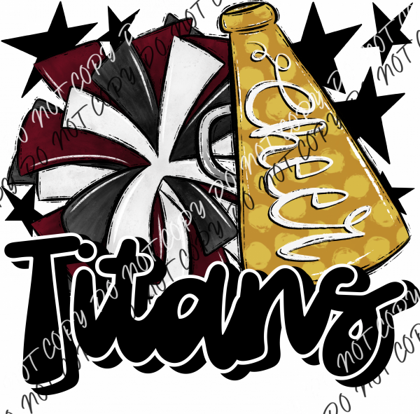 Cheer Mascot Titans Dtf Transfer (See Color Options) Pocket Size 3 / Maroon And Gold Transfers