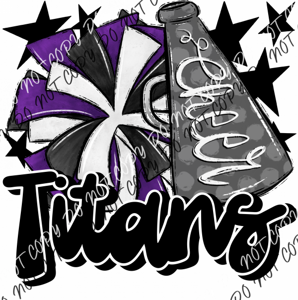 Cheer Mascot Titans Dtf Transfer (See Color Options) Pocket Size 3 / Purple And Gray Transfers