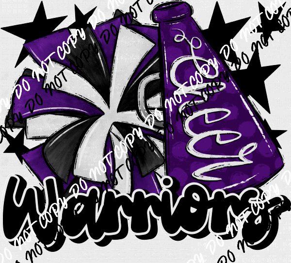 Cheer Mascot Warriors Purple and Black DTF Transfer - We Print U Press DTF Transfers