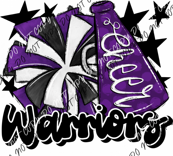 Cheer Mascot Warriors Purple And Black Dtf Transfer Transfers