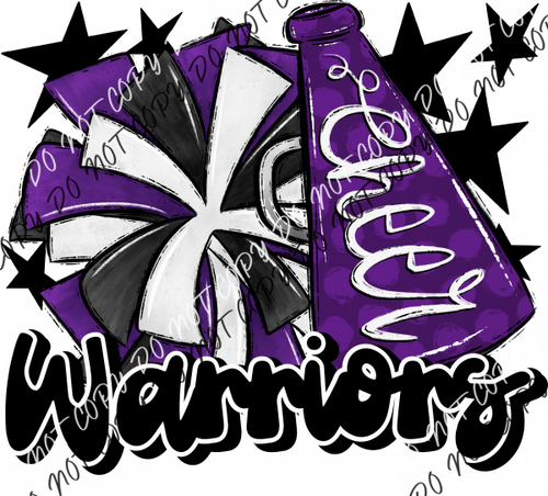 Cheer Mascot Warriors Purple And Black Dtf Transfer Transfers