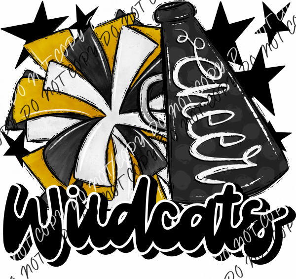 Cheer Mascot Wildcats Dtf Transfer (See Color Options) Pocket Size 3 / Gold And Black Transfers