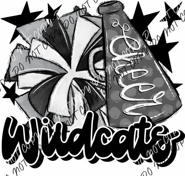 Cheer Mascot Wildcats Dtf Transfer (See Color Options) Pocket Size 3 / Gray And Black Transfers