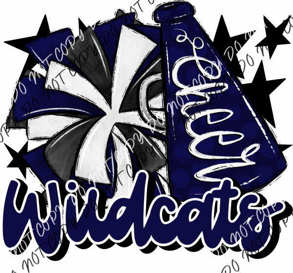 Cheer Mascot Wildcats Dtf Transfer (See Color Options) Pocket Size 3 / Navy Transfers