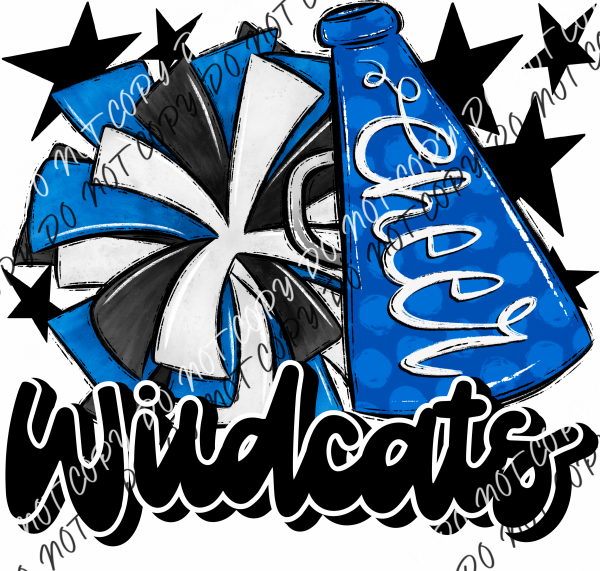 Cheer Mascot Wildcats Dtf Transfer (See Color Options) Pocket Size 3 / Royal And Black Transfers