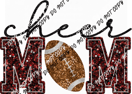 Cheer Mom Football faux sequin DTF Transfer - We Print U Press DTF Transfers