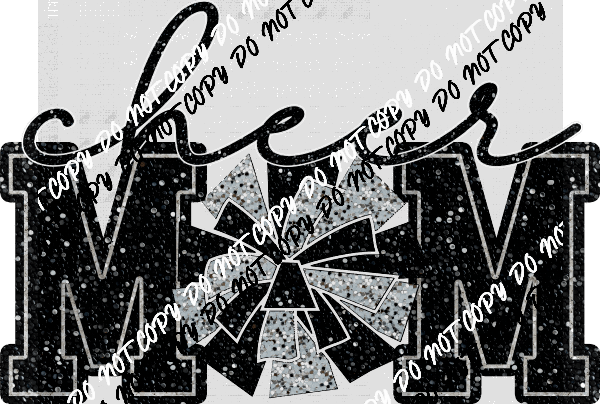 Cheer Mom with Poms faux sequin DTF Transfer (See Color Options) - We Print U Press DTF Transfers