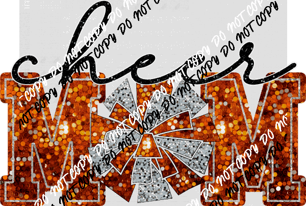 Cheer Mom with Poms faux sequin DTF Transfer (See Color Options) - We Print U Press DTF Transfers
