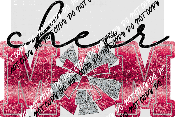 Cheer Mom with Poms faux sequin DTF Transfer (See Color Options) - We Print U Press DTF Transfers