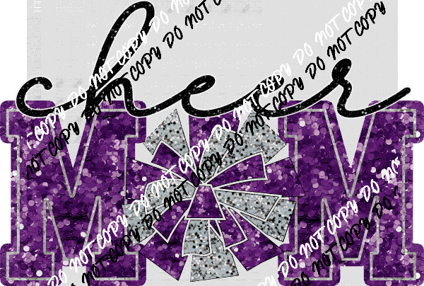 Cheer Mom with Poms faux sequin DTF Transfer (See Color Options) - We Print U Press DTF Transfers