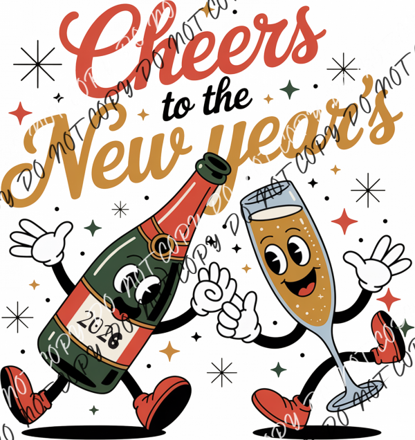 Cheers to the New Year DTF Transfer RTP DTF Transfers