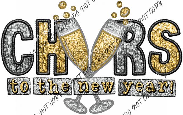 Cheers To The New Year Faux Sequin And Embroidery Dtf Transfer Rtp Transfers