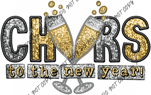 Cheers To The New Year Faux Sequin And Embroidery Dtf Transfer Rtp Transfers