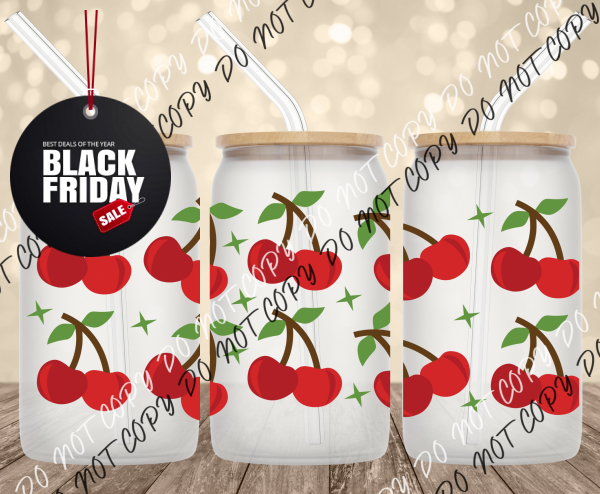 Cherries UV Transfer for 16 oz Glass Can Tumblers