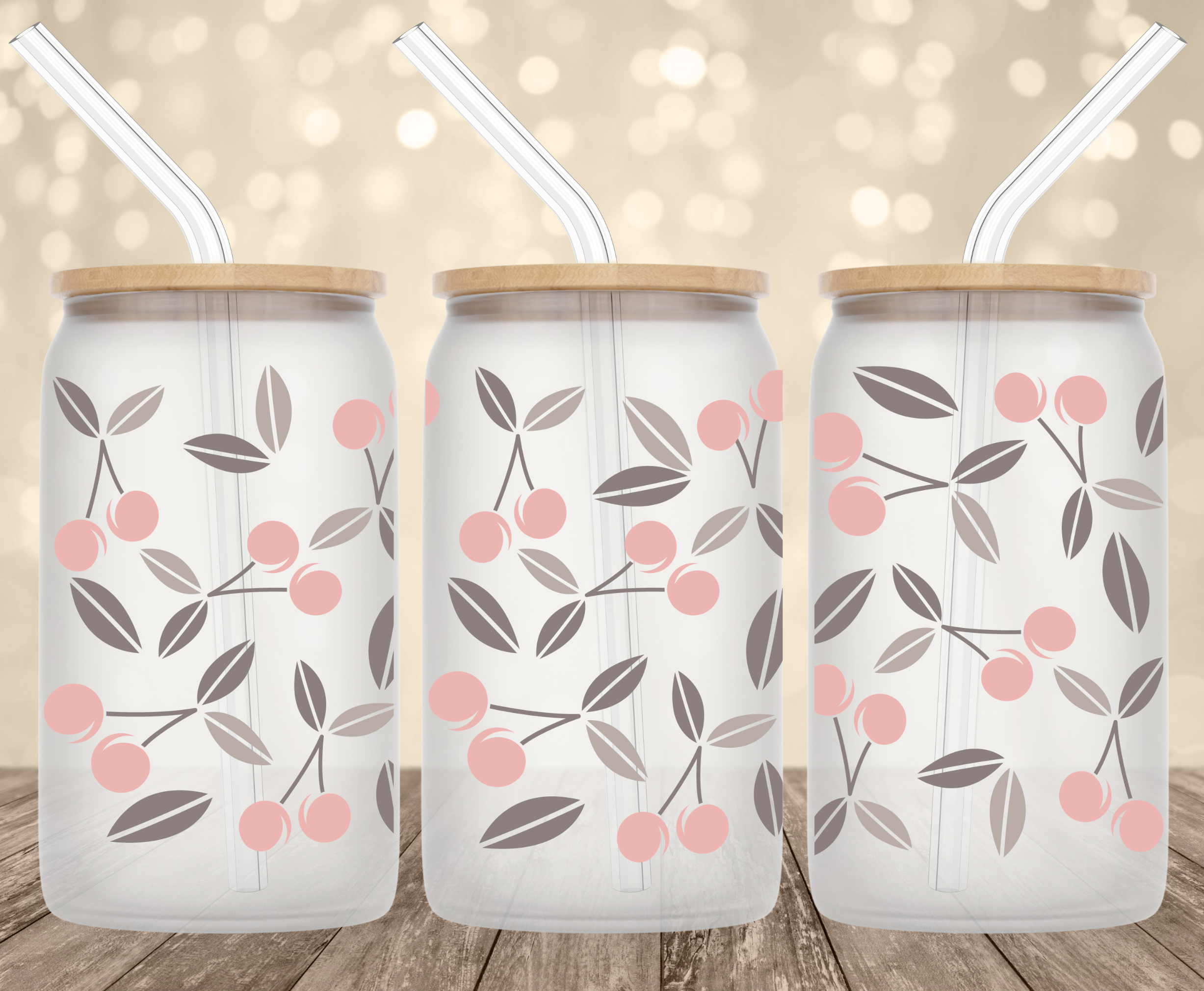 Cherries UV Transfer for 16 oz Glass Can Tumblers