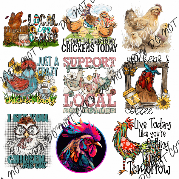 CHICKEN MINI UV TRANSFER BUNDLE - We Print U Press DTF Transfers