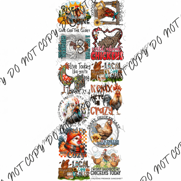 Chicken Premade Bundle Gang Sheet - We Print U Press DTF Transfers