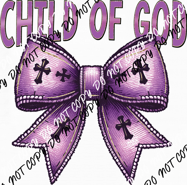 Child of God Bow with Crosses DTF Transfer - We Print U Press DTF Transfers