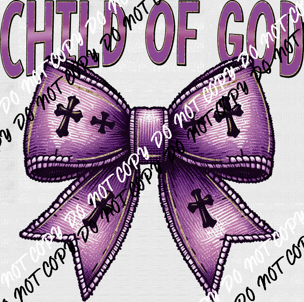 Child of God Bow with Crosses DTF Transfer - We Print U Press DTF Transfers