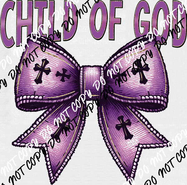 Child of God Bow with Crosses DTF Transfer - We Print U Press DTF Transfers