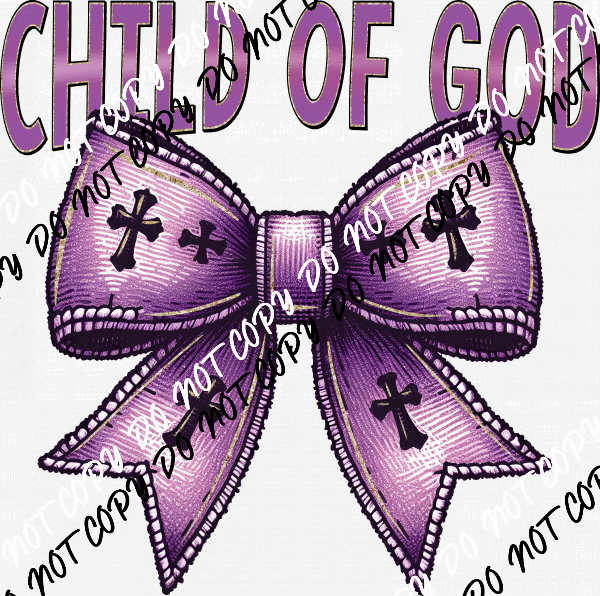 Child of God Bow with Crosses DTF Transfer - We Print U Press DTF Transfers