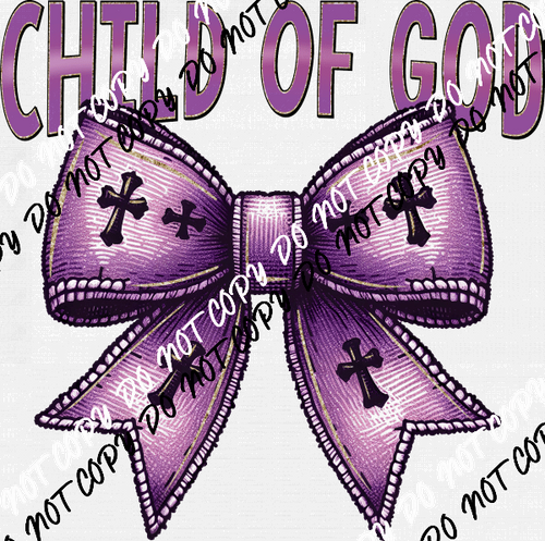 Child of God Bow with Crosses DTF Transfer - We Print U Press DTF Transfers