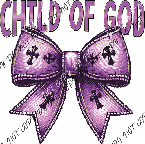 Child Of God Bow With Crosses Dtf Transfer Rtp Transfers