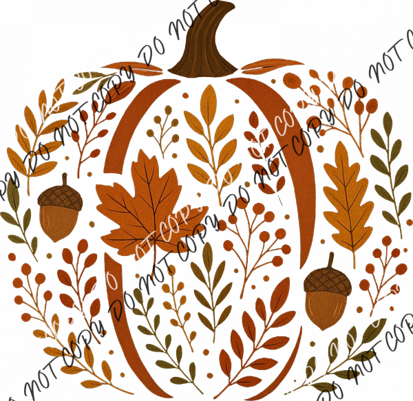 Chinoiserie Floral Fall Pumpkin DTF Transfer RTP DTF Transfers