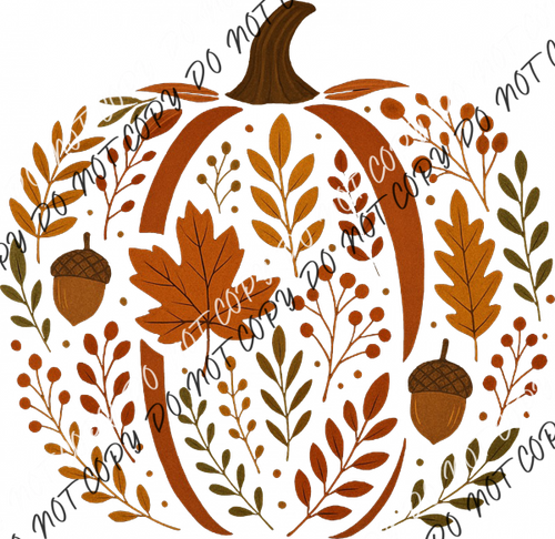 Chinoiserie Floral Fall Pumpkin DTF Transfer RTP DTF Transfers