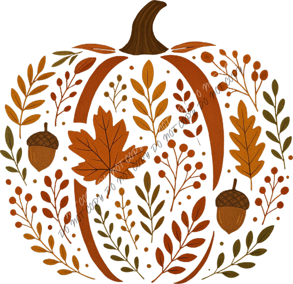 Chinoiserie Floral Fall Pumpkin DTF Transfer RTP DTF Transfers