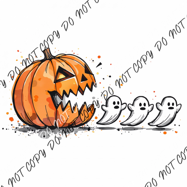 Chomp Chomp Pumpkin with Ghosts DTF Transfer RTP DTF Transfers