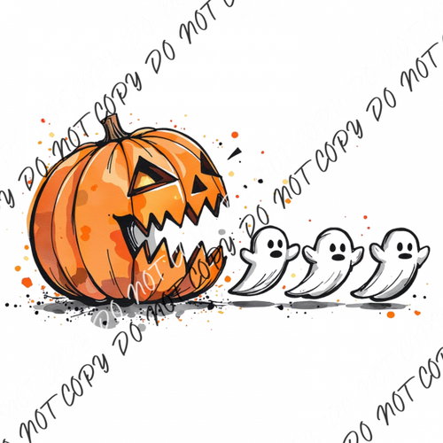 Chomp Chomp Pumpkin with Ghosts DTF Transfer RTP DTF Transfers