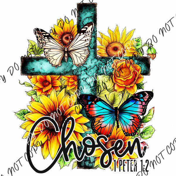 Chosen Butterfly Floral Cross Dtf Transfer Rtp Transfers