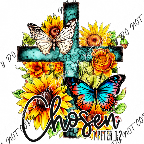 Chosen Butterfly Floral Cross Dtf Transfer Rtp Transfers