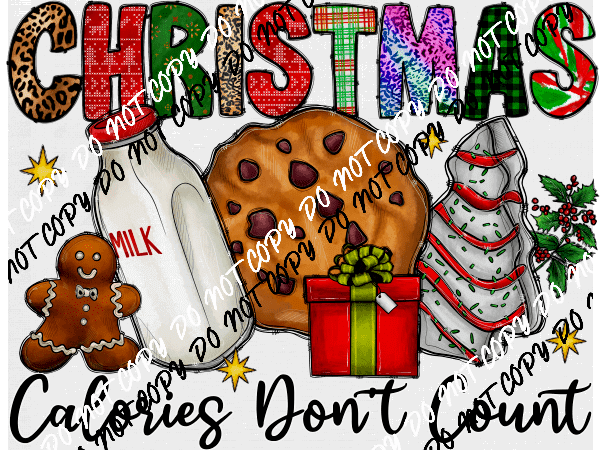 Christmas Calories Don't Count Colorful Grouping DTF Transfer - We Print U Press DTF Transfers