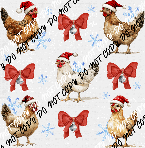 Christmas Chickens Grid DTF Transfer - We Print U Press DTF Transfers