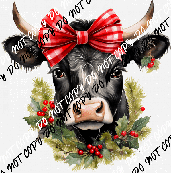 Christmas Cow DTF Transfer - We Print U Press DTF Transfers