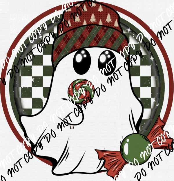 Christmas Ghost Checkered DTF Transfer - We Print U Press DTF Transfers