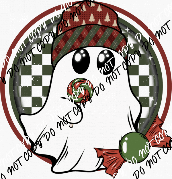 Christmas Ghost Checkered DTF Transfer - We Print U Press DTF Transfers