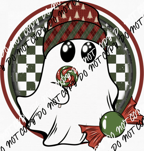 Christmas Ghost Checkered DTF Transfer - We Print U Press DTF Transfers