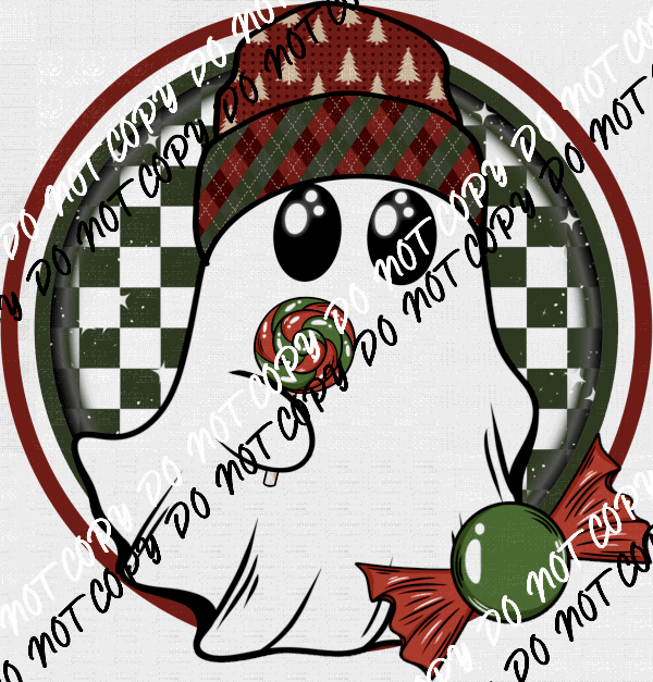 Christmas Ghost Checkered DTF Transfer - We Print U Press DTF Transfers