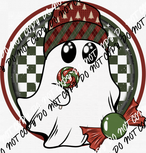 Christmas Ghost Checkered DTF Transfer - We Print U Press DTF Transfers