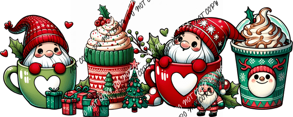 Christmas Gnome Cocoa Cups DTF Transfer - We Print U Press DTF Transfers