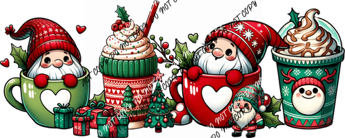 Christmas Gnome Cocoa Cups DTF Transfer - We Print U Press DTF Transfers