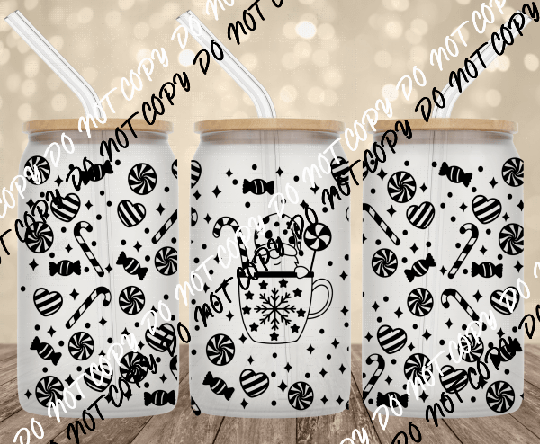 Christmas Gnome UV Transfer for 16 oz Glass Can - We Print U Press DTF Transfers