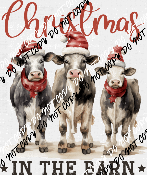 Christmas in the Barn Cows DTF Transfer - We Print U Press DTF Transfers