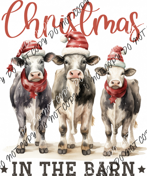 Christmas In The Barn Cows Dtf Transfer Rtp Transfers