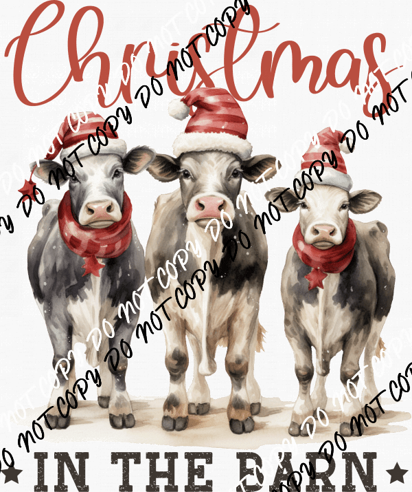 Christmas in the Barn Cows DTF Transfer - We Print U Press DTF Transfers