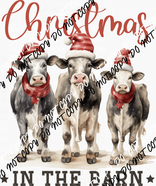 Christmas in the Barn Cows DTF Transfer - We Print U Press DTF Transfers