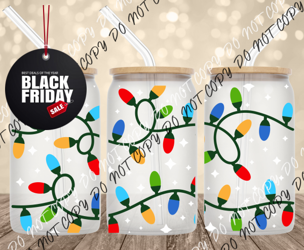 Christmas Lights 16 Oz Glass Can